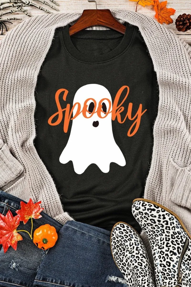 Black Halloween "Spooky" Ghost Sweatshirt
