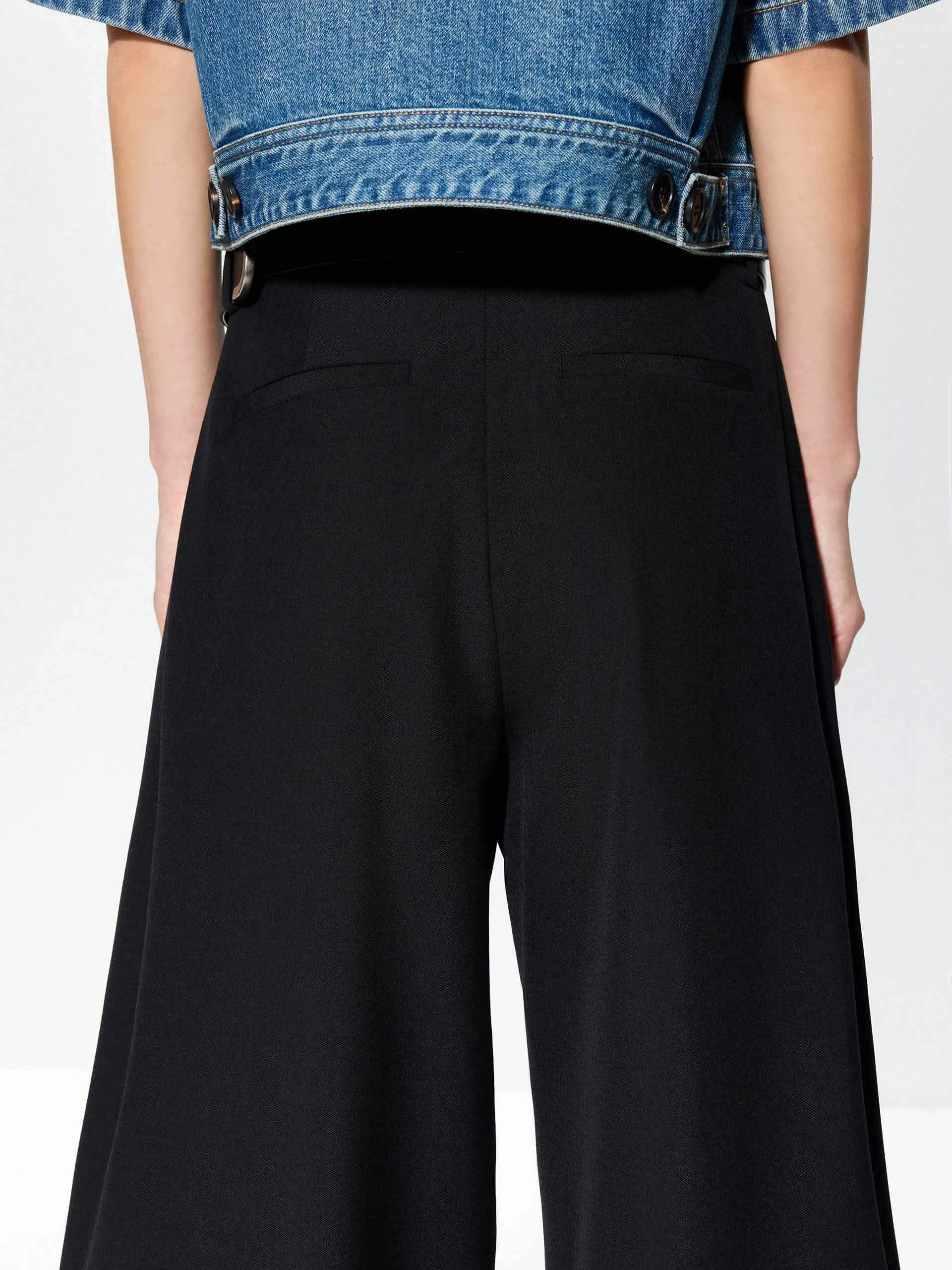 Black Tapered Leg Trousers