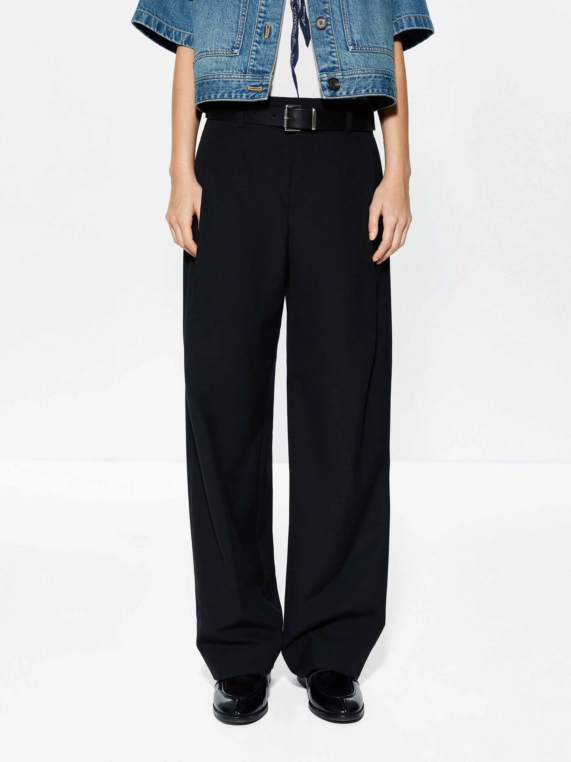 Black Tapered Leg Trousers