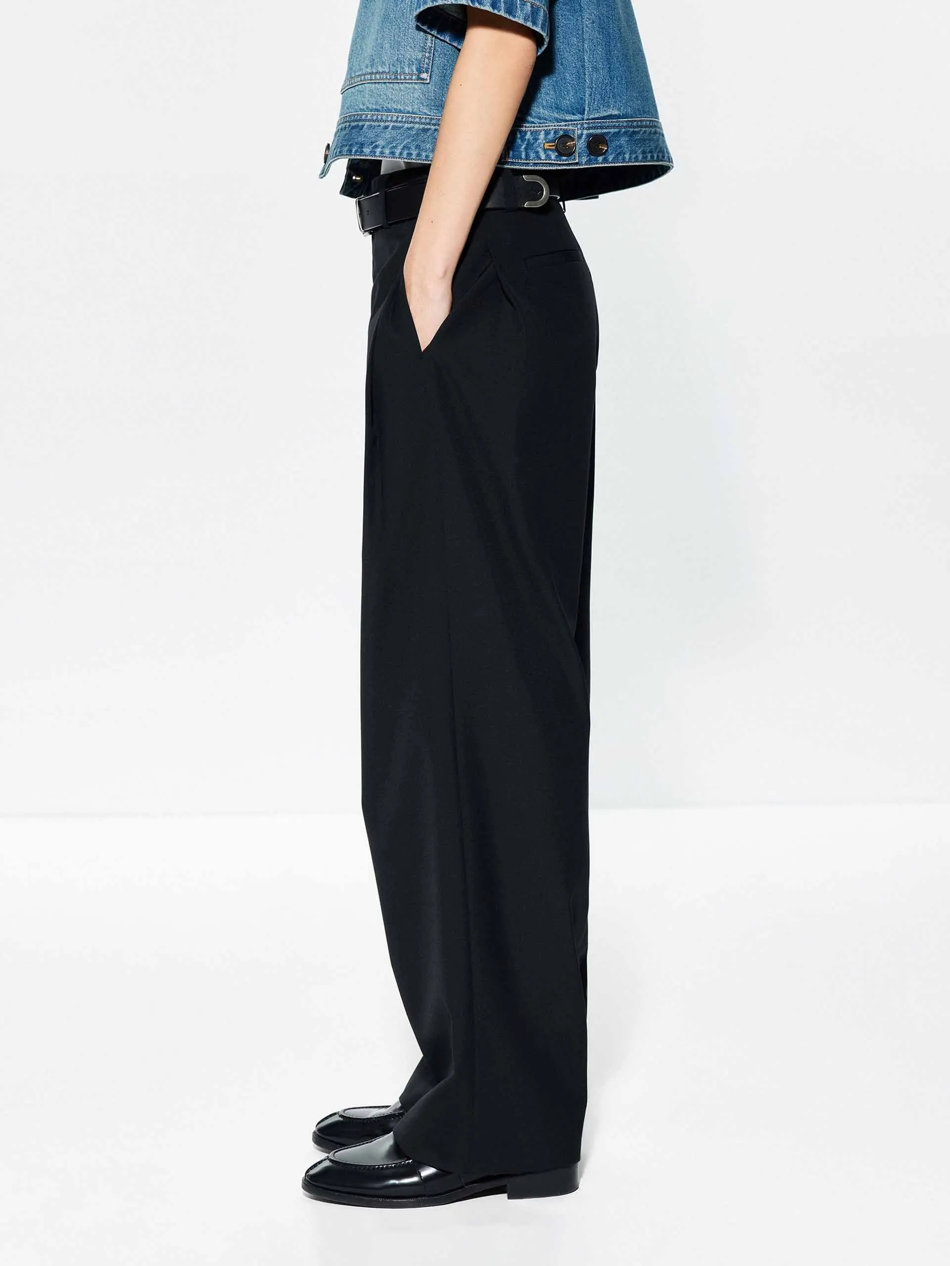 Black Tapered Leg Trousers