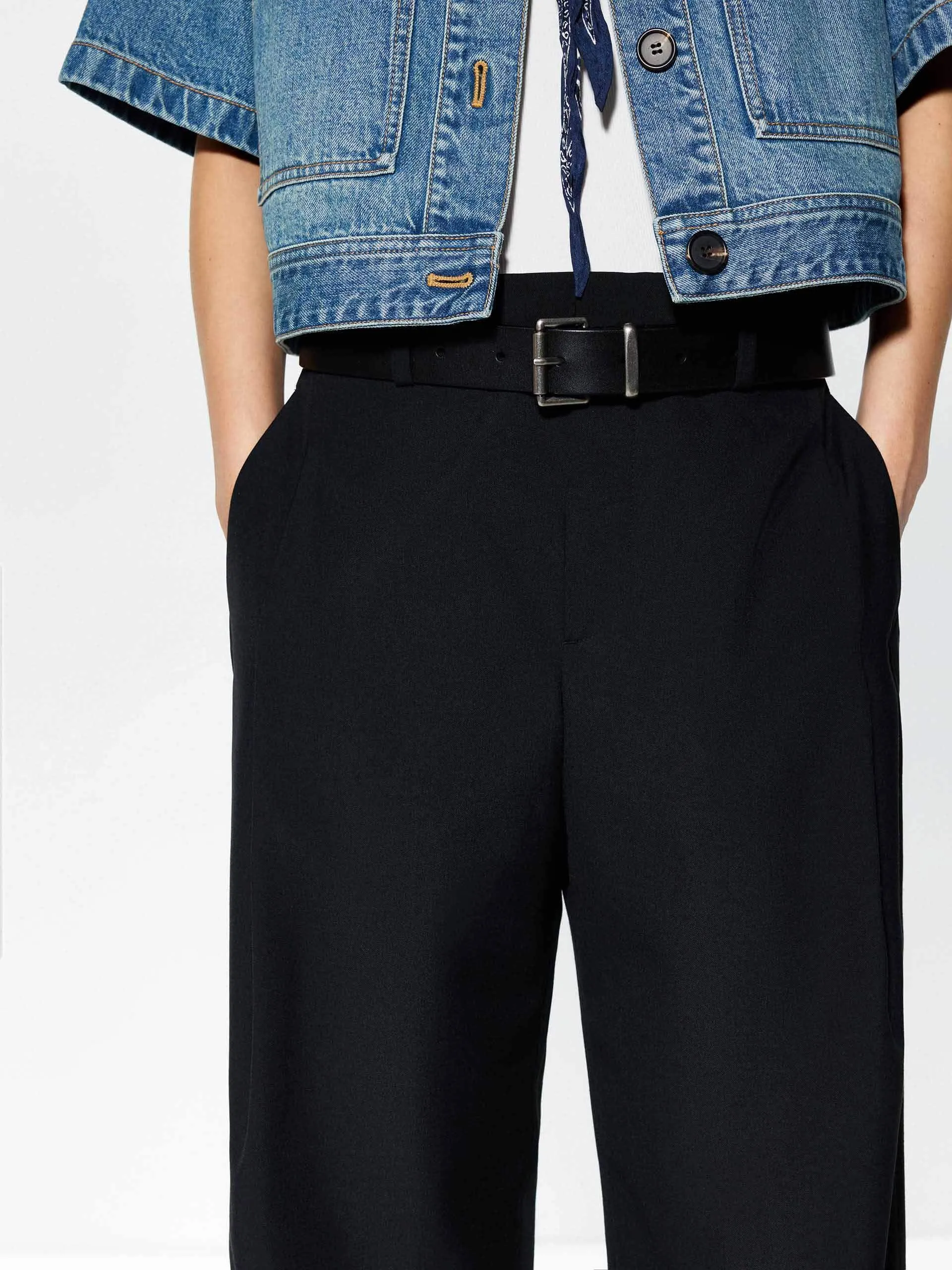 Black Tapered Leg Trousers