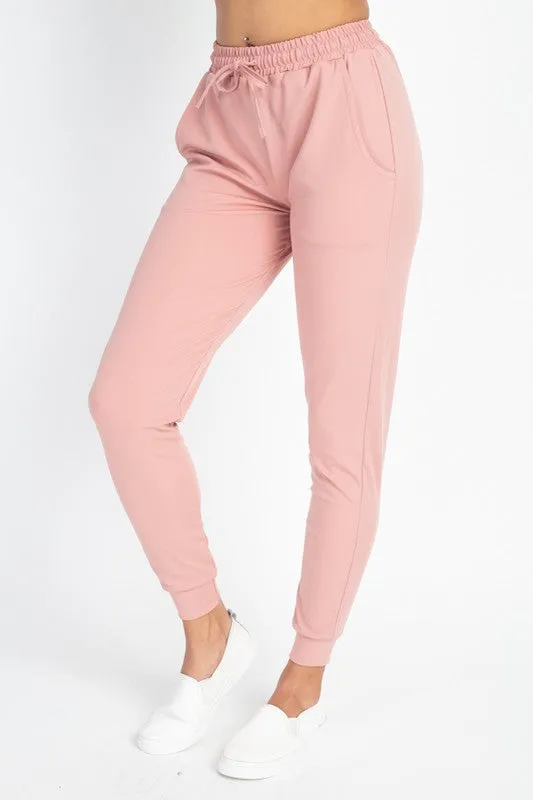 Blush Pink Stretch Joggers