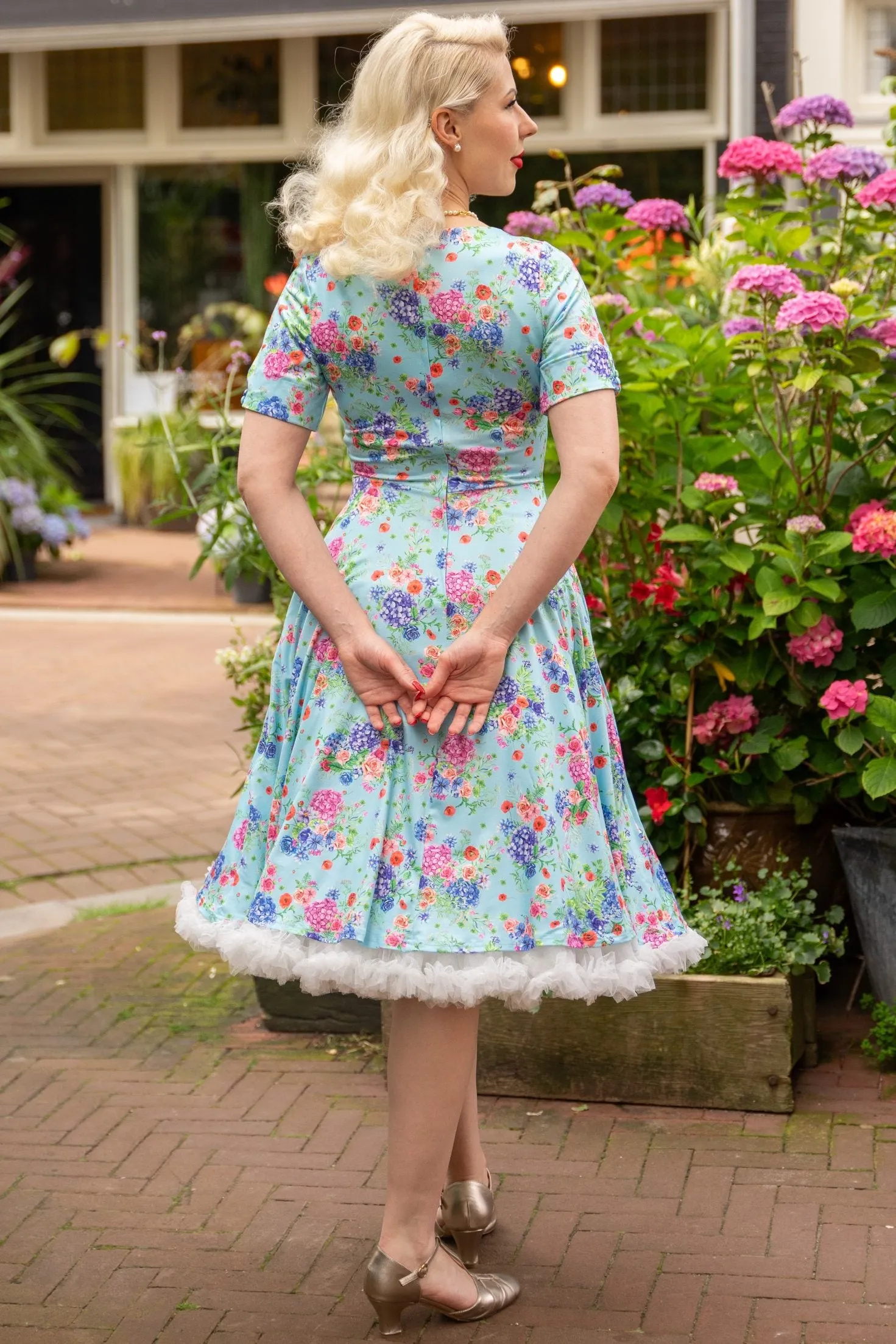 Brenda Light Blue Hydrangea Dress