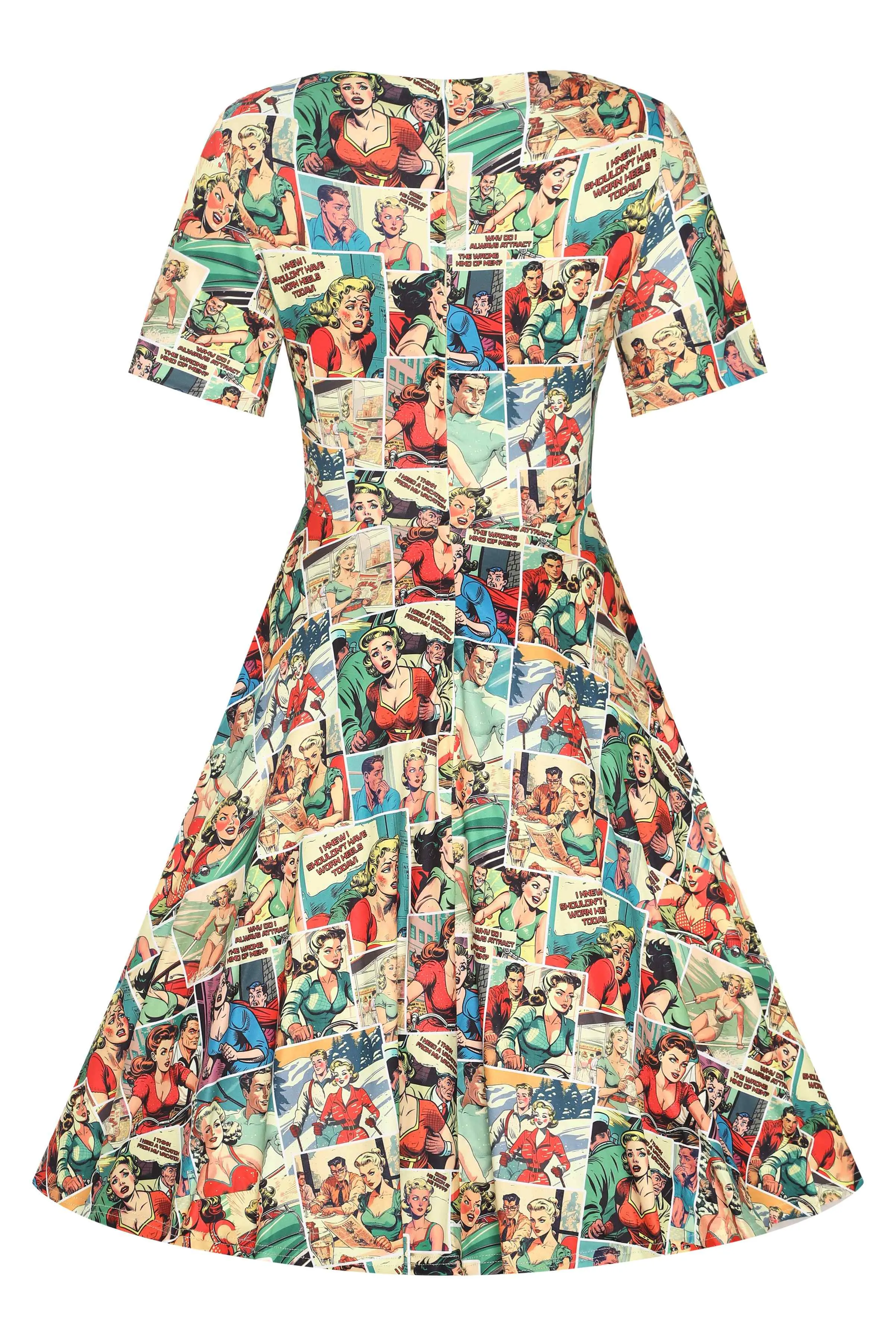 Brenda Retro Comic Book Print Dress