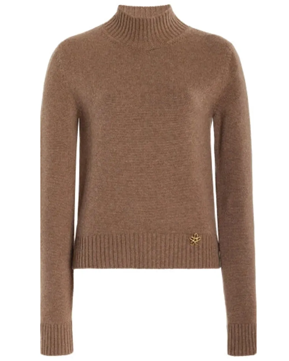 Brown Cashmere Mockneck Pullover