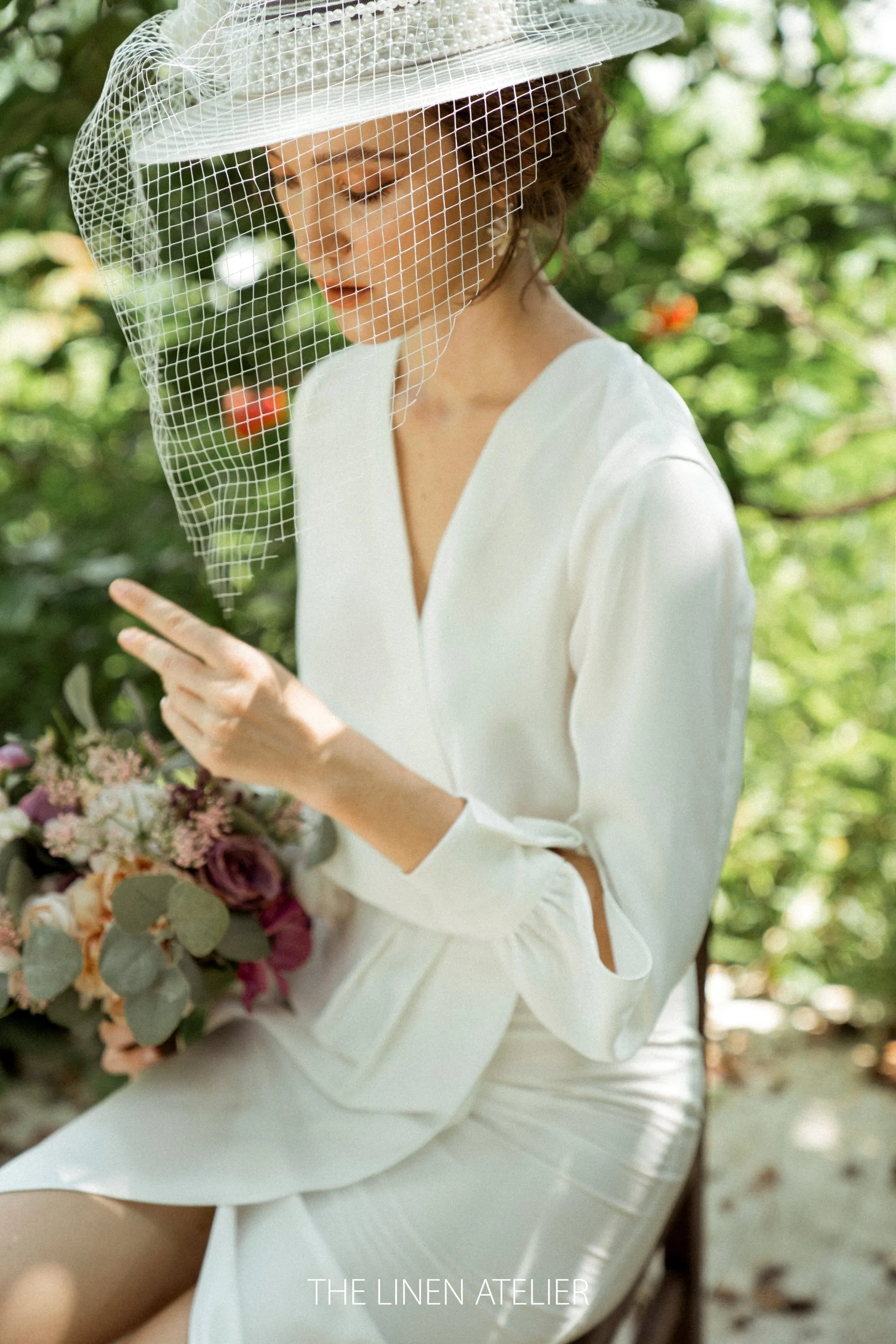 CARA Silk Wedding Dress With Sleeves