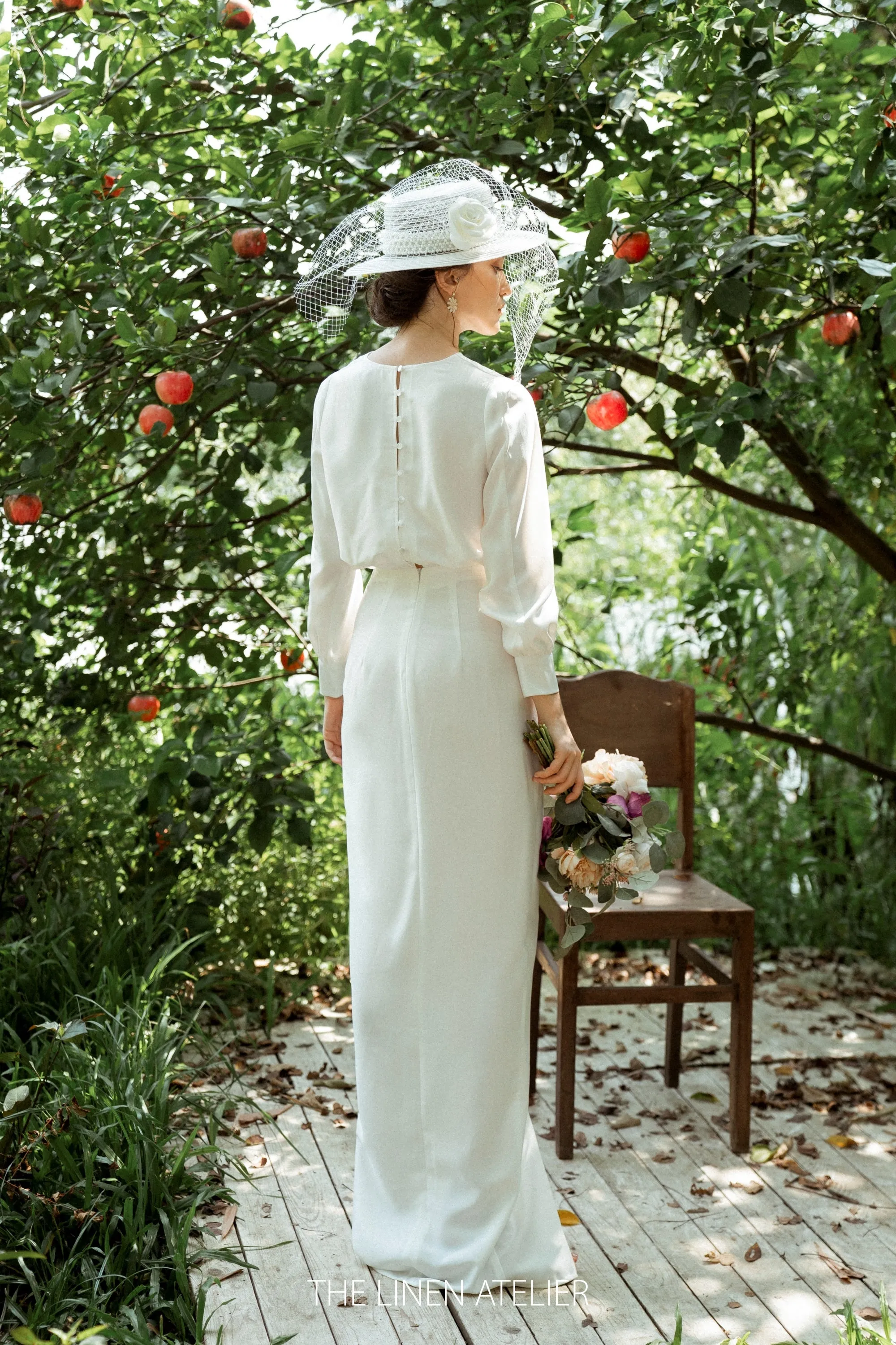 CARA Silk Wedding Dress With Sleeves