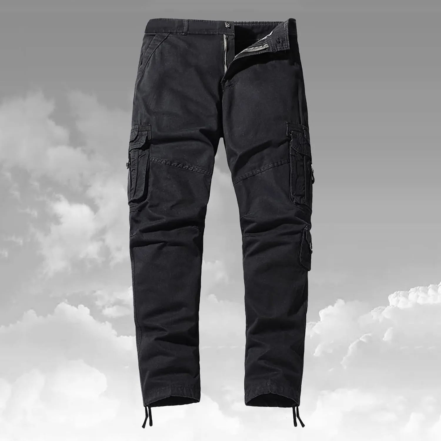 Cargo Pants for Men Relaxed Fit Cargo Long Pant with Pockets Athletic Elastic Waist Joggers Workout Casual Drawstring