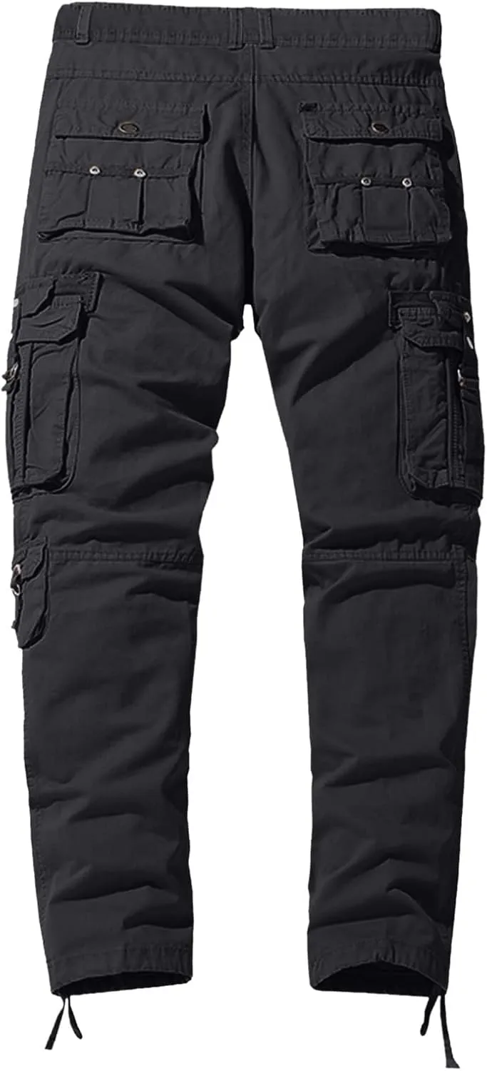 Cargo Pants for Men Relaxed Fit Cargo Long Pant with Pockets Athletic Elastic Waist Joggers Workout Casual Drawstring