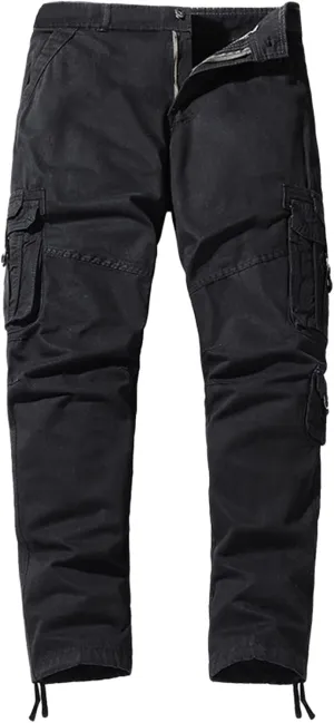 Cargo Pants for Men Relaxed Fit Cargo Long Pant with Pockets Athletic Elastic Waist Joggers Workout Casual Drawstring