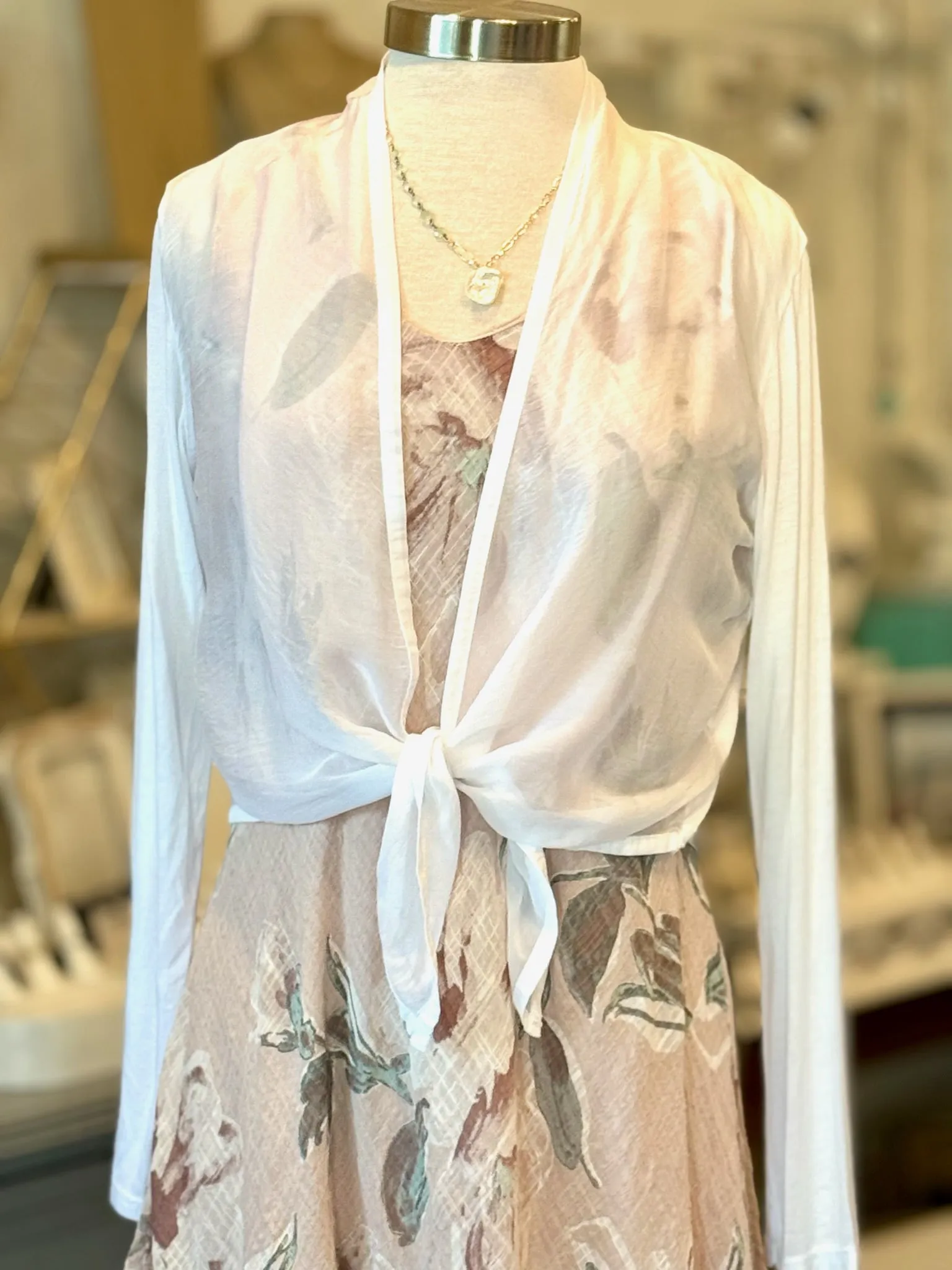 Chloe Silk Cardigan in White