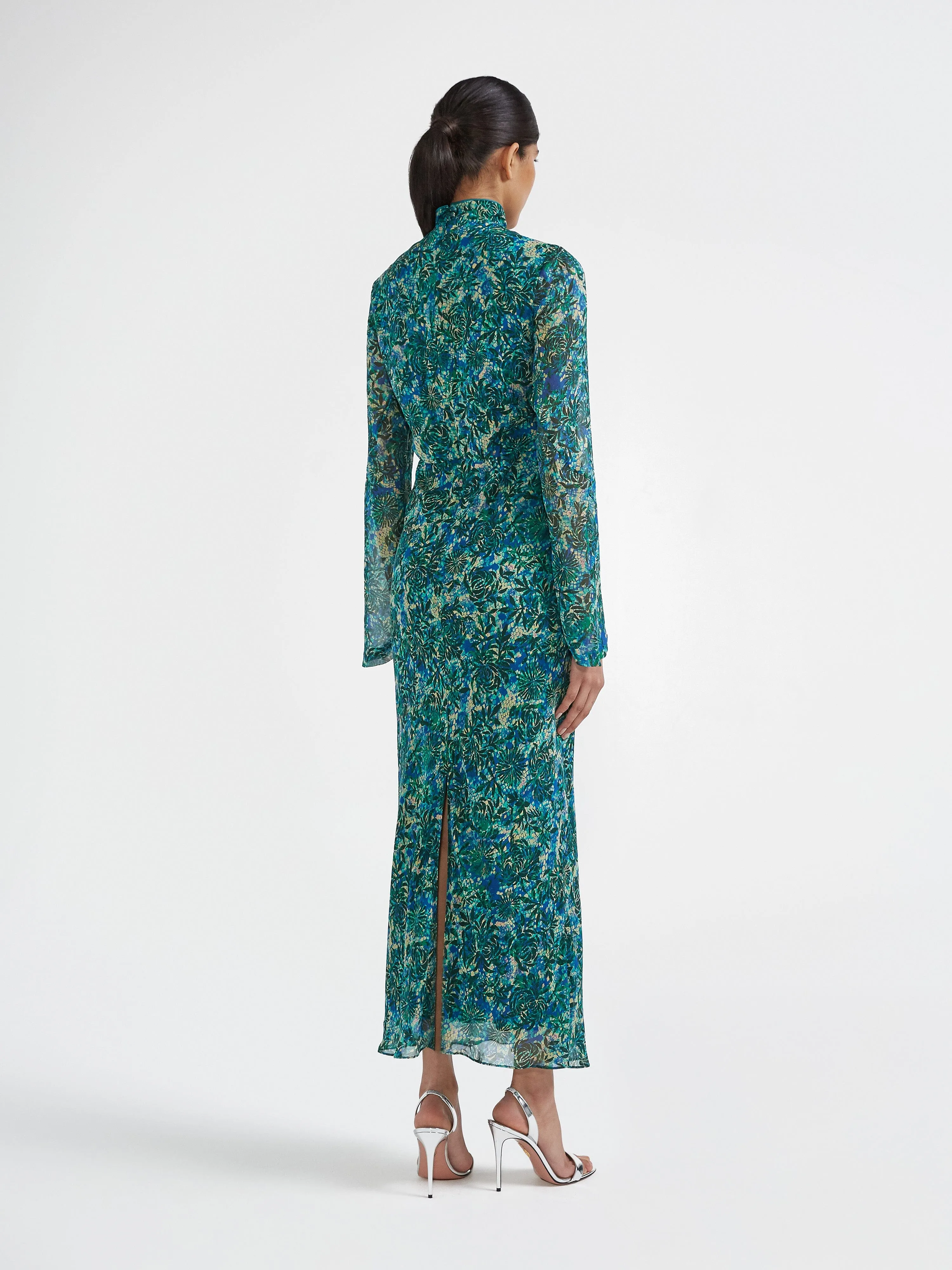 Domino B Dress in Python Flower Emerald