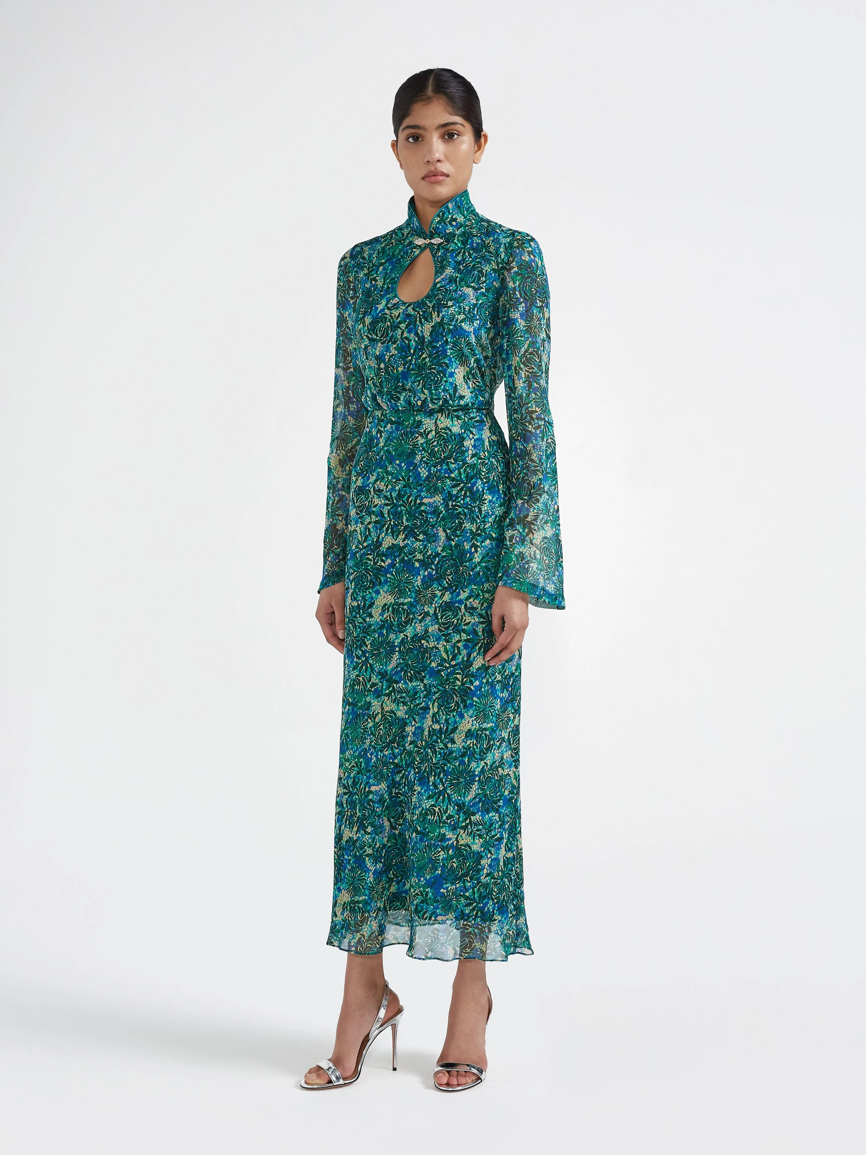 Domino B Dress in Python Flower Emerald