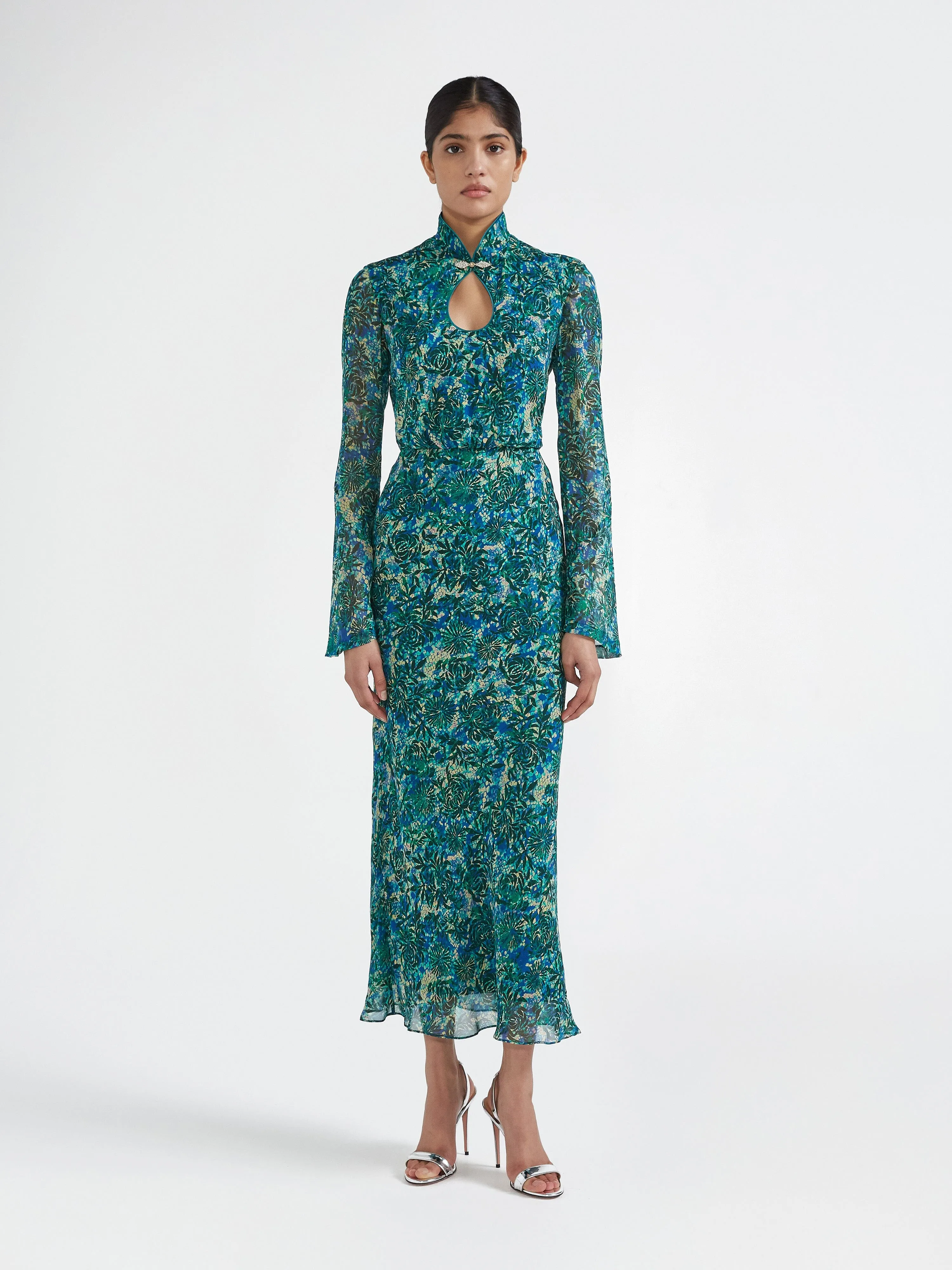 Domino B Dress in Python Flower Emerald