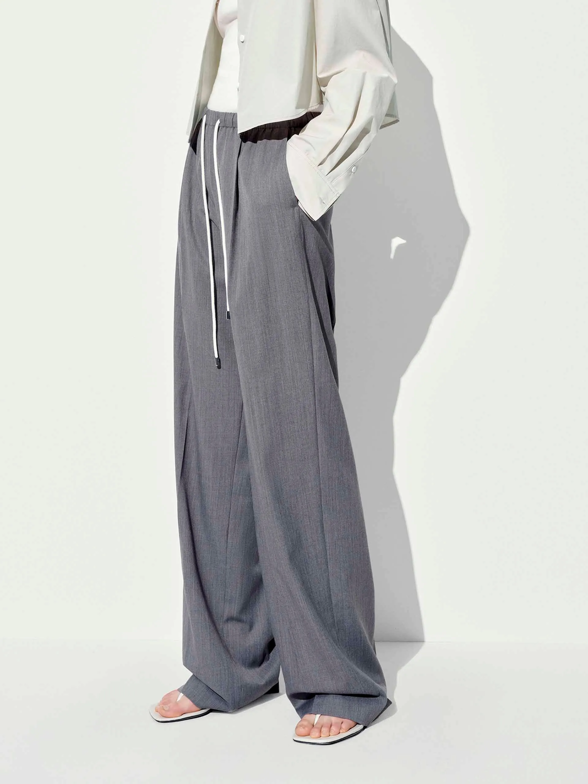 Drawstring Straight Cut Trousers
