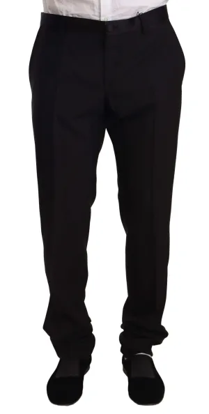Elegant Black Skinny Tuxedo Trousers
