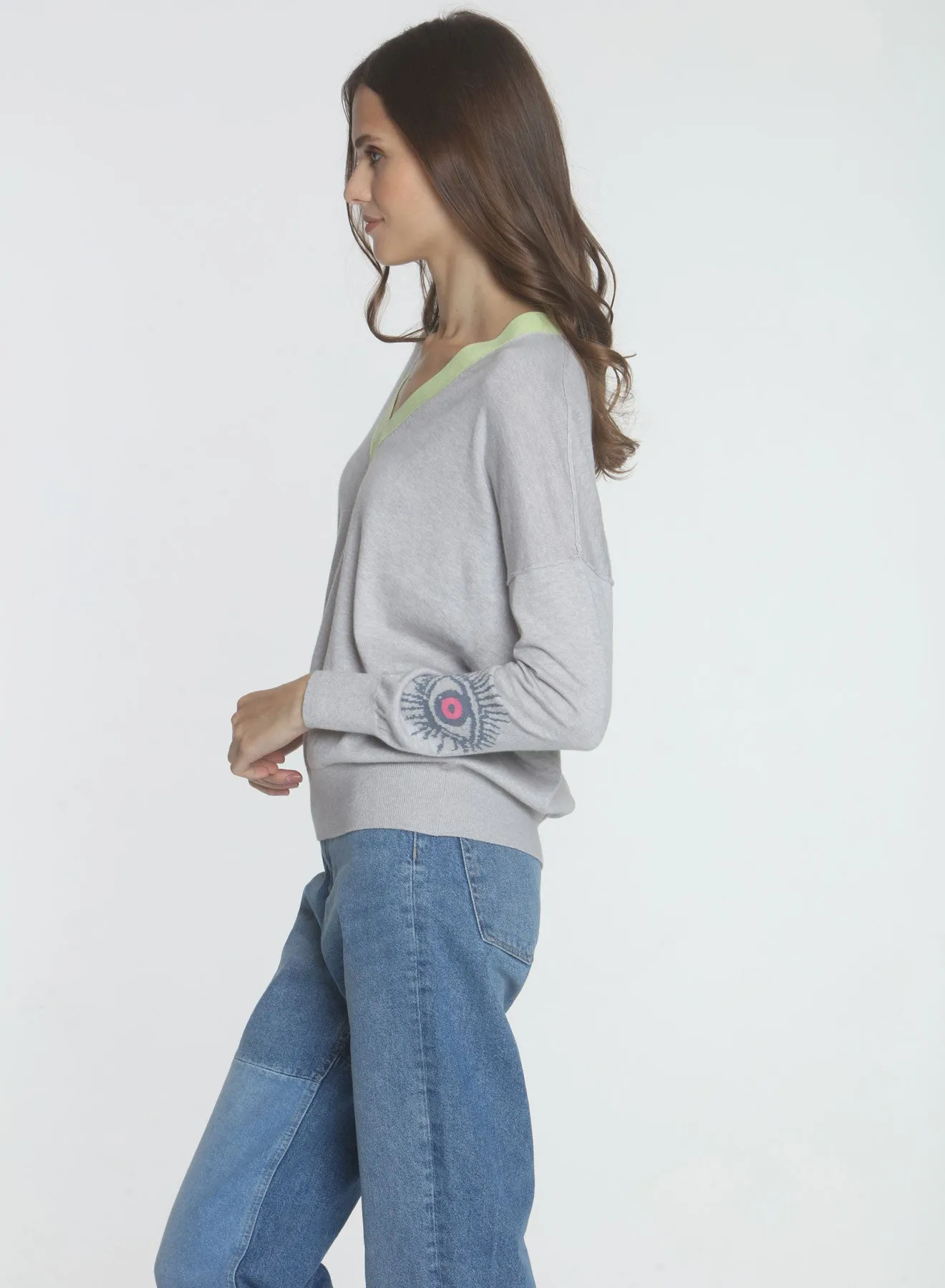 Evelyn Deep Vee - Pumice/lime