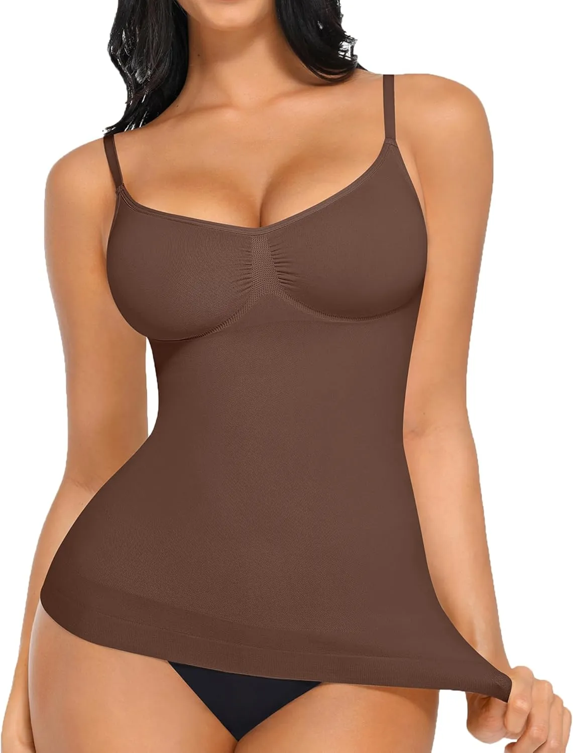 FeelinGirl Womens Tank Top Shapewear Tummy Control Tops Slimming Cami Tank Seamless Compression V Neck Camisole