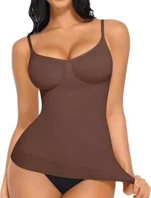FeelinGirl Womens Tank Top Shapewear Tummy Control Tops Slimming Cami Tank Seamless Compression V Neck Camisole