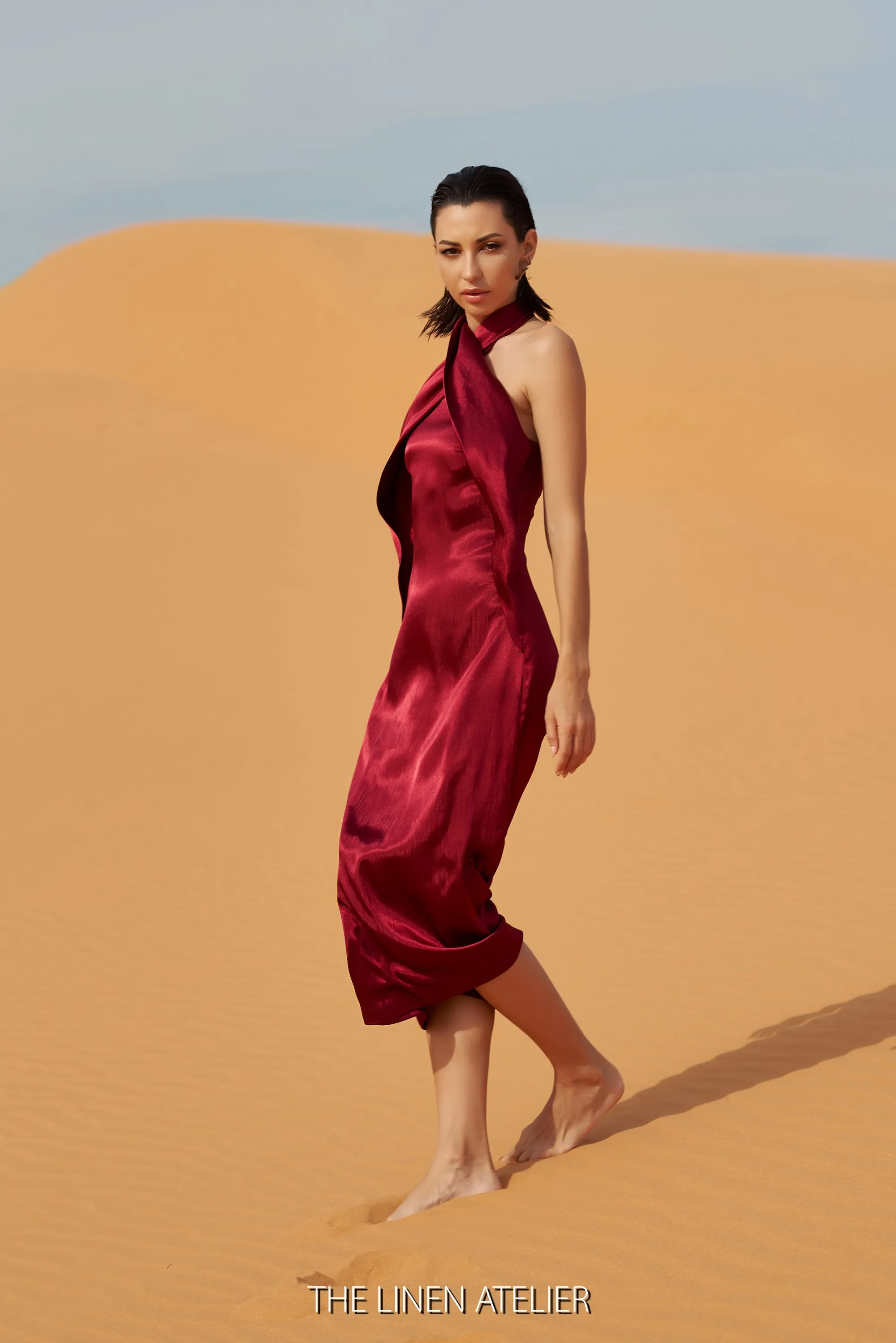 FRANKIE Silk Cross Over Neck Dress