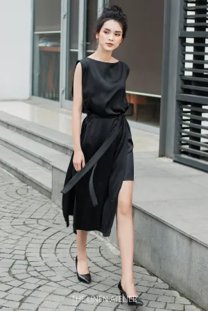 GAIA Silk Dress With Both Side Split
