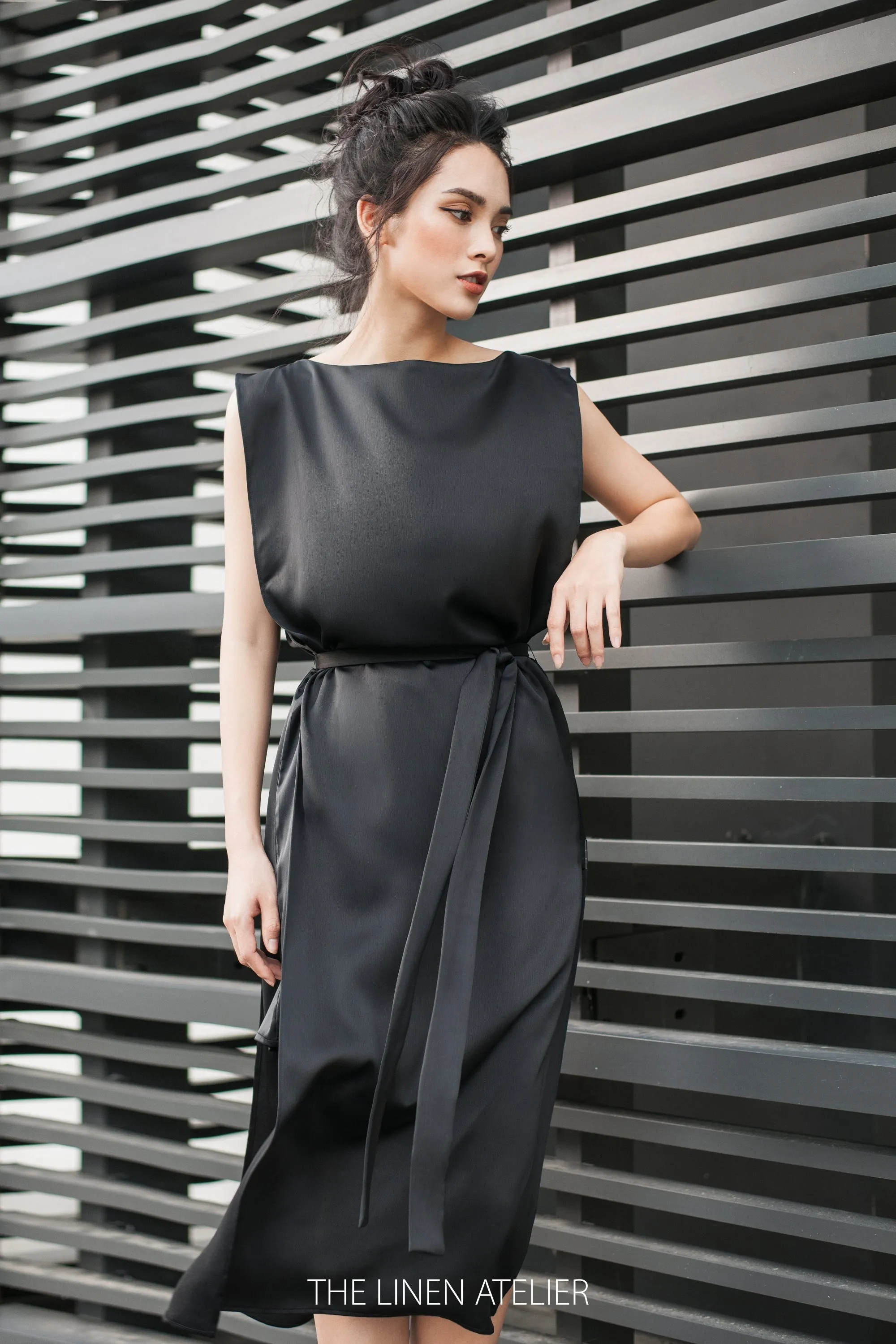 GAIA Silk Dress With Both Side Split