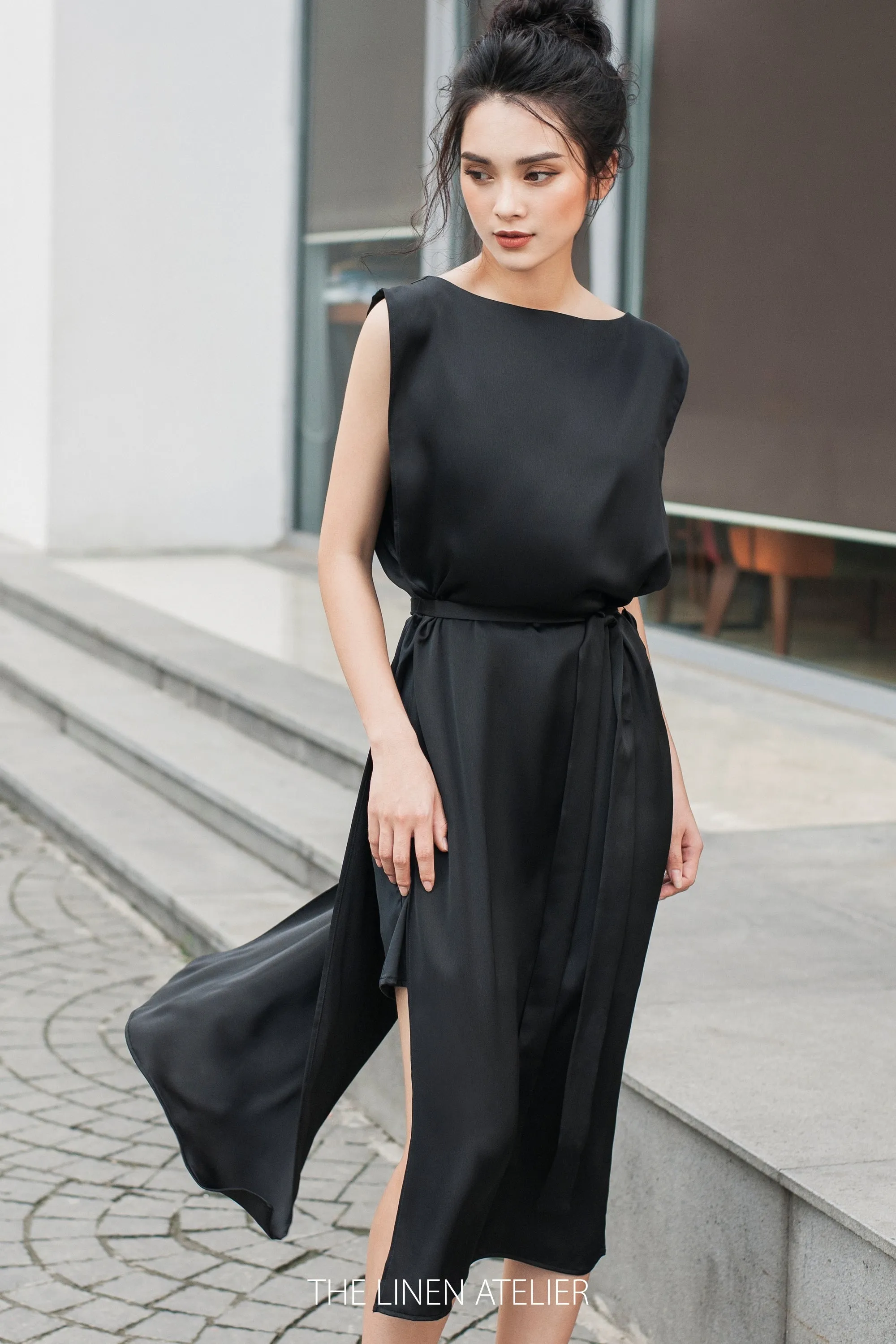 GAIA Silk Dress With Both Side Split