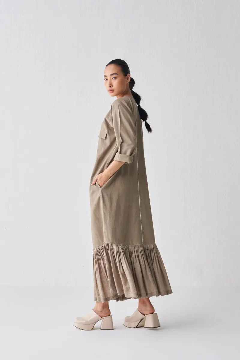 Gather Hem Dress - Sage