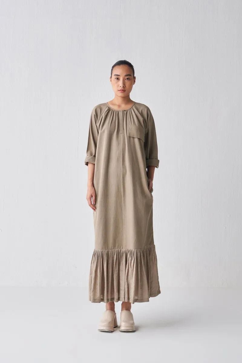 Gather Hem Dress - Sage