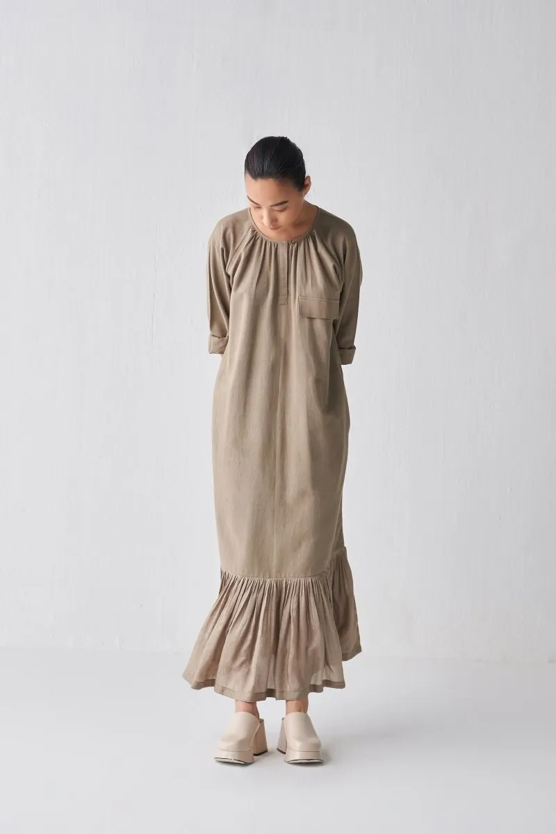 Gather Hem Dress - Sage