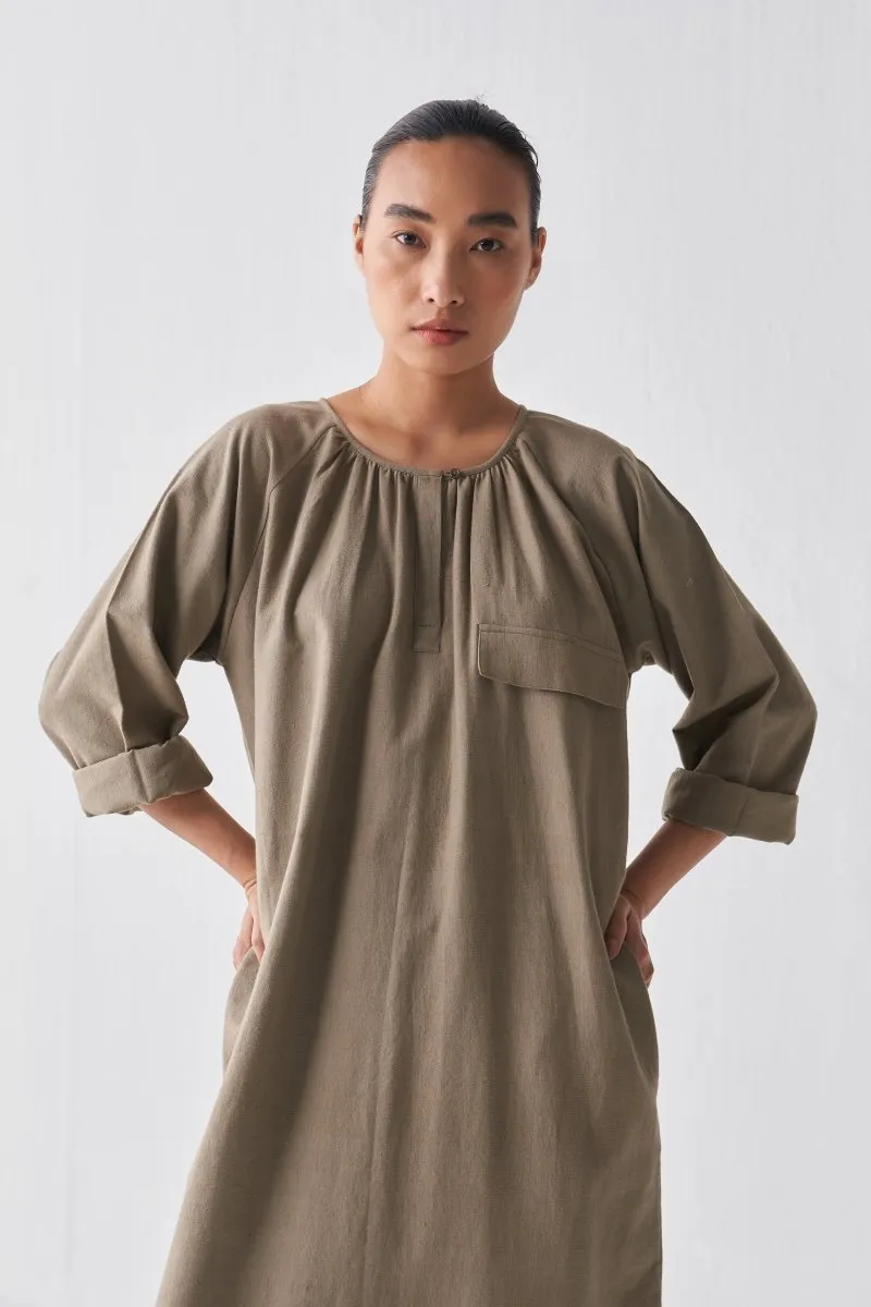 Gather Hem Dress - Sage