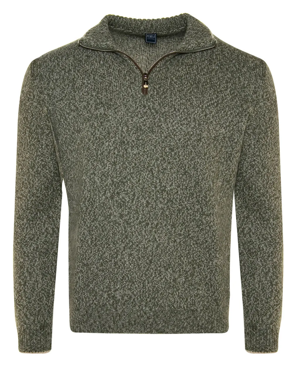 Green Eco Twist Quarter Zip Sweater