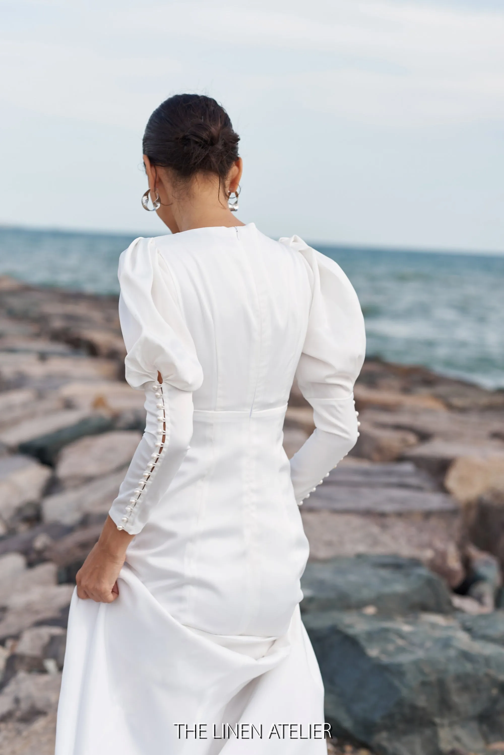JULIA Elegant White Silk Dress