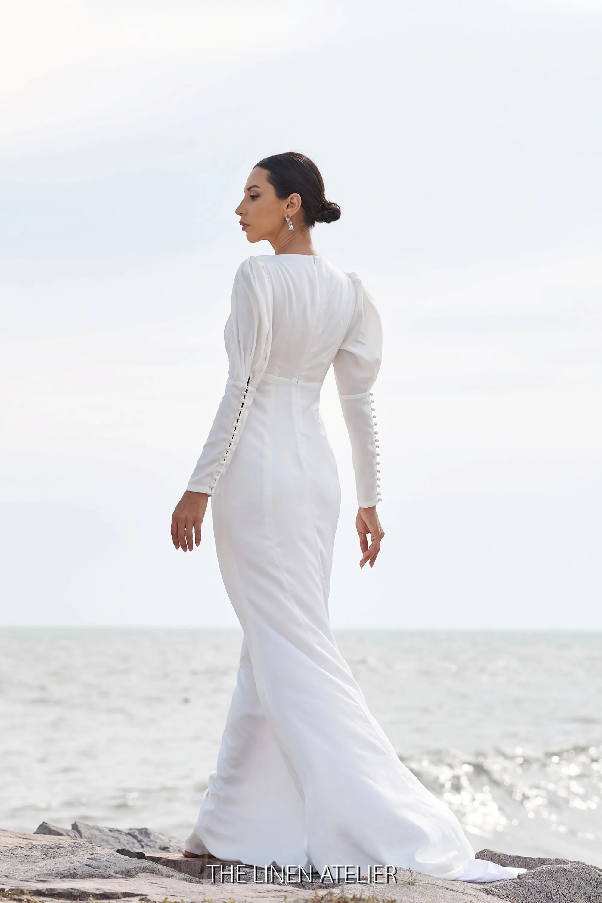 JULIA Elegant White Silk Dress