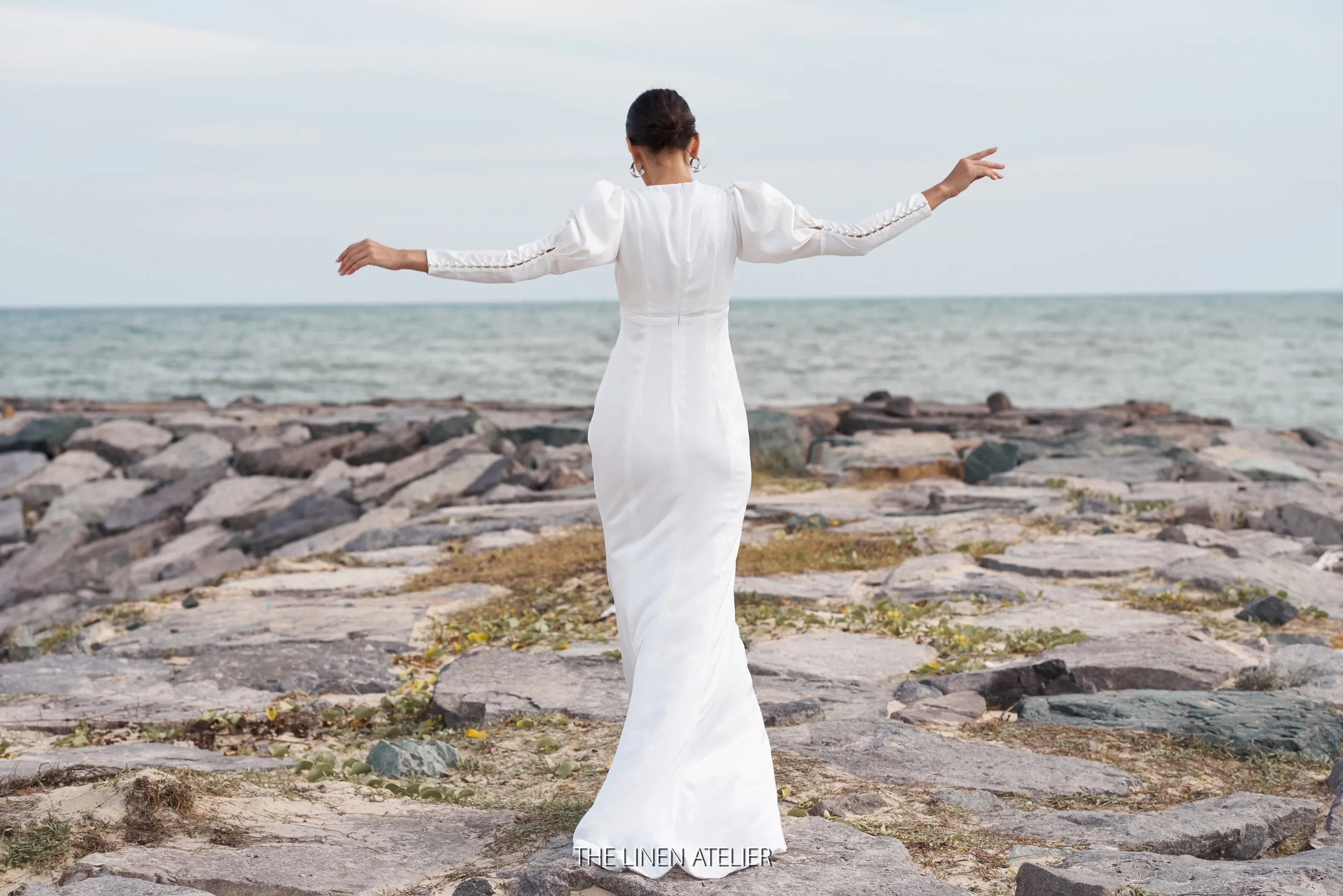 JULIA Elegant White Silk Dress