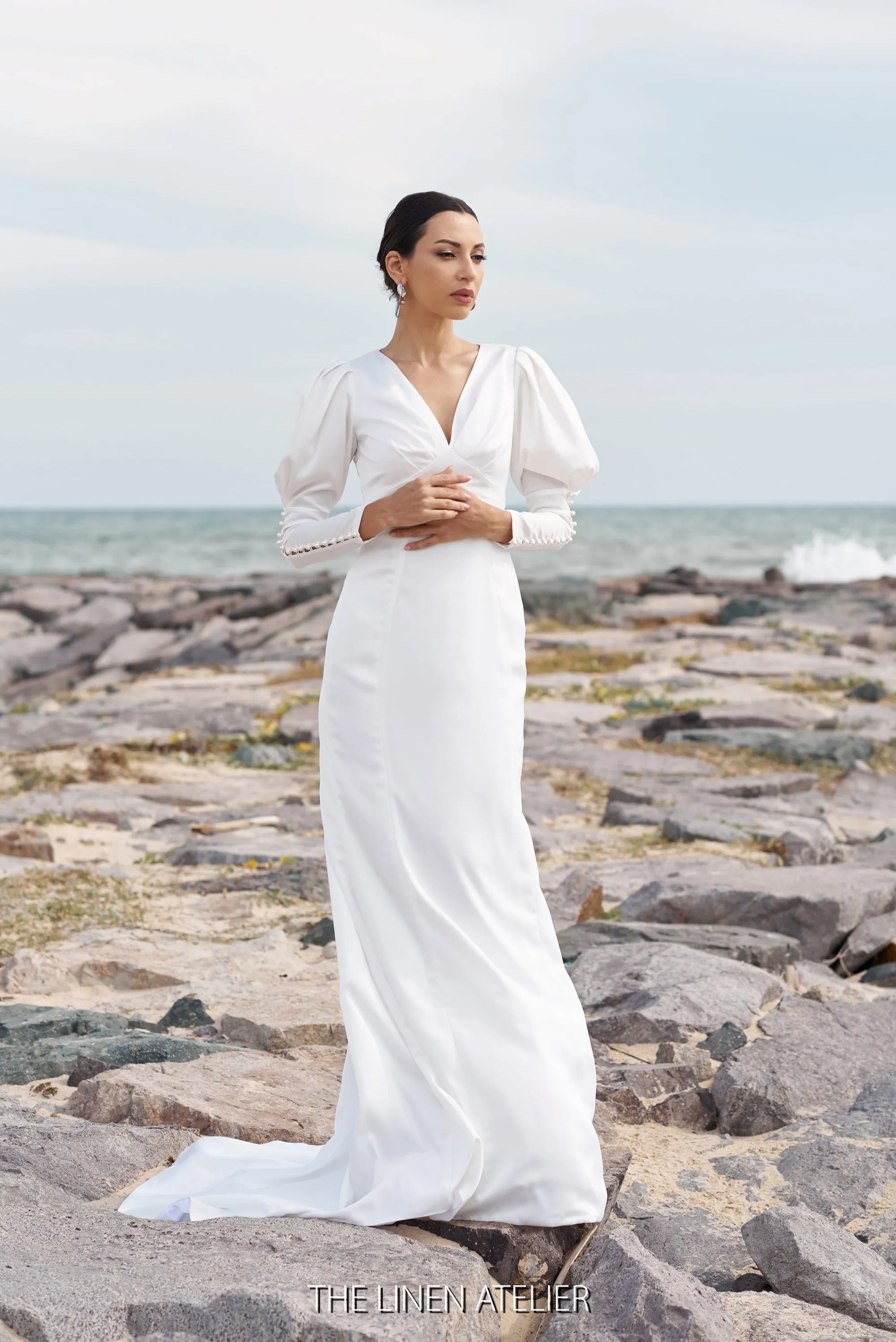 JULIA Elegant White Silk Dress