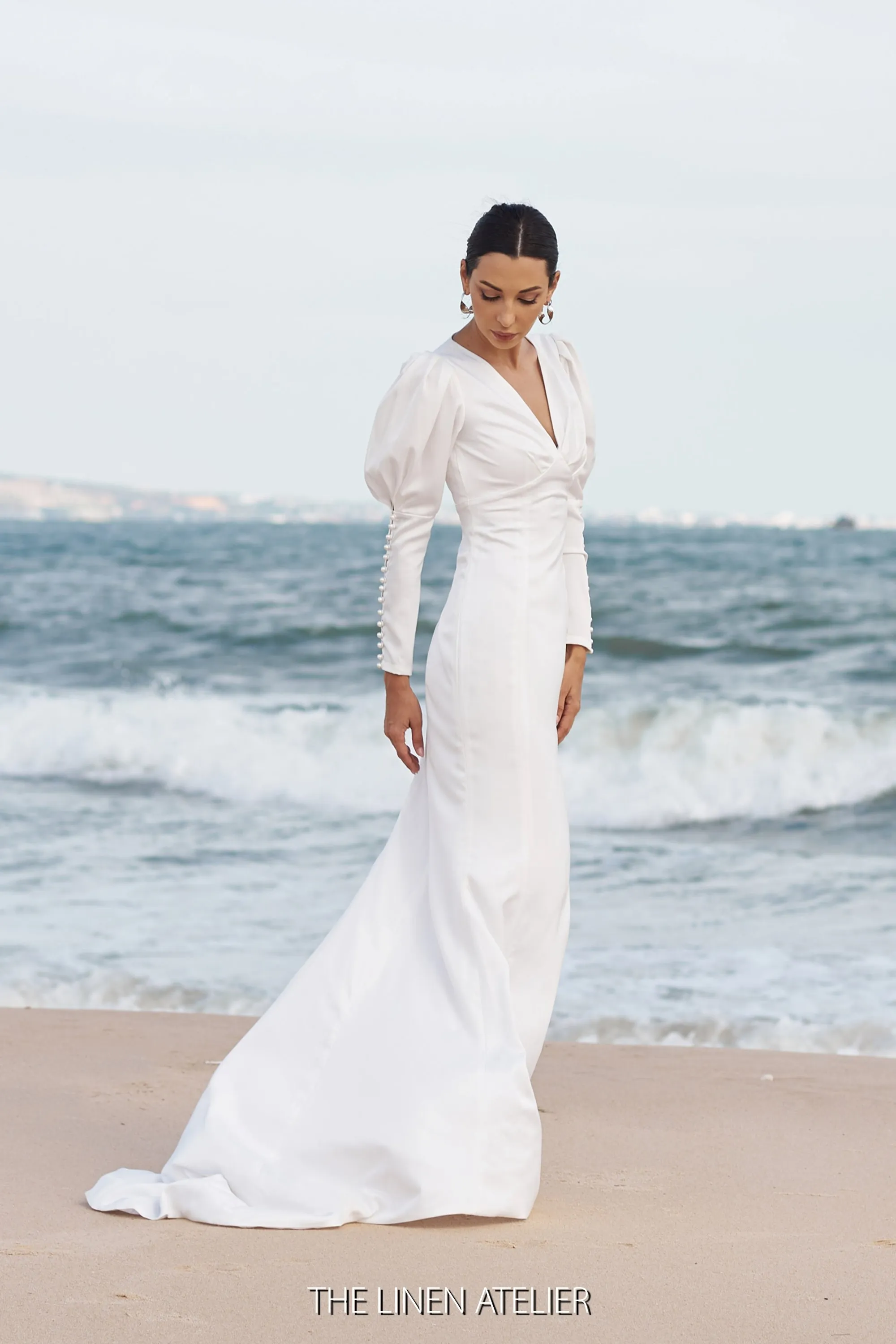 JULIA Elegant White Silk Dress