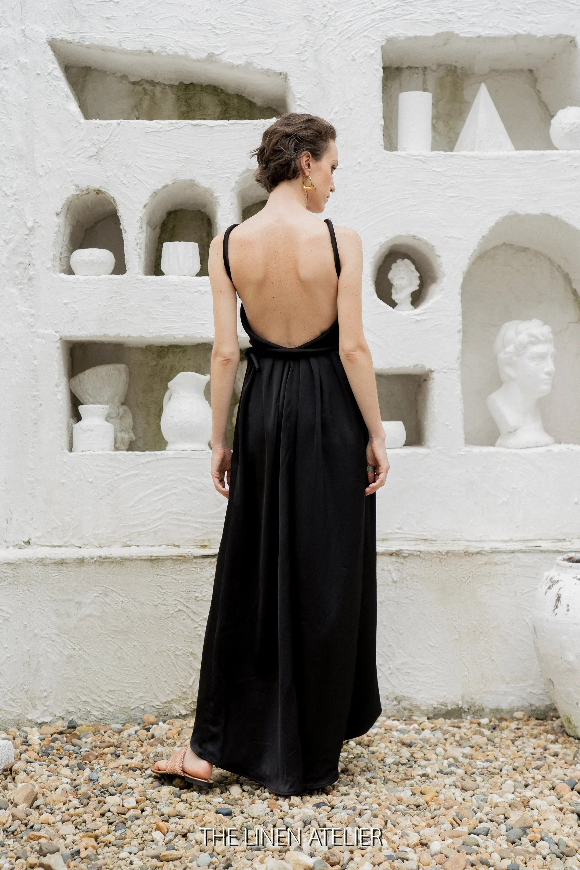 LYNN Silk Open Back Convertible Dress