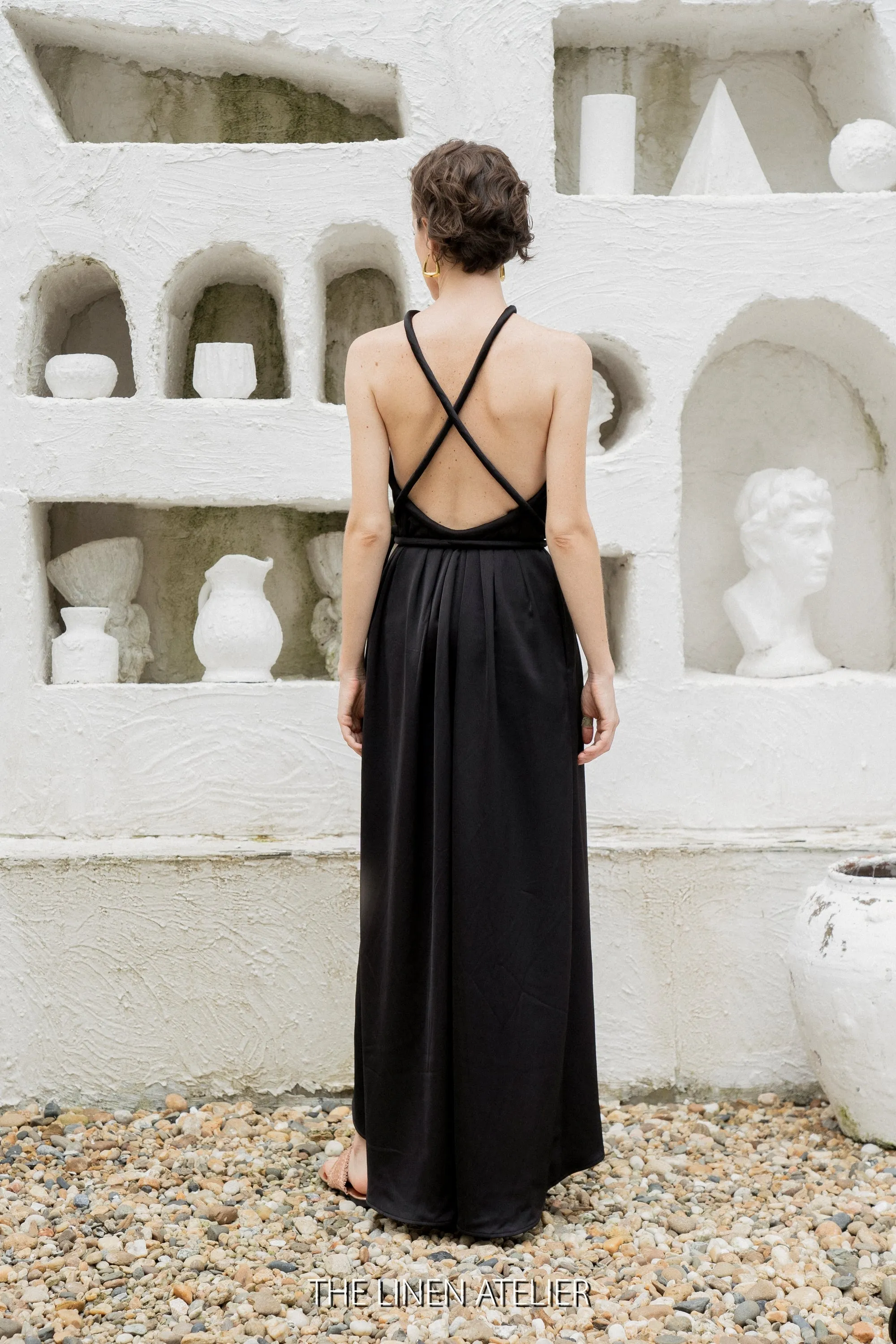 LYNN Silk Open Back Convertible Dress