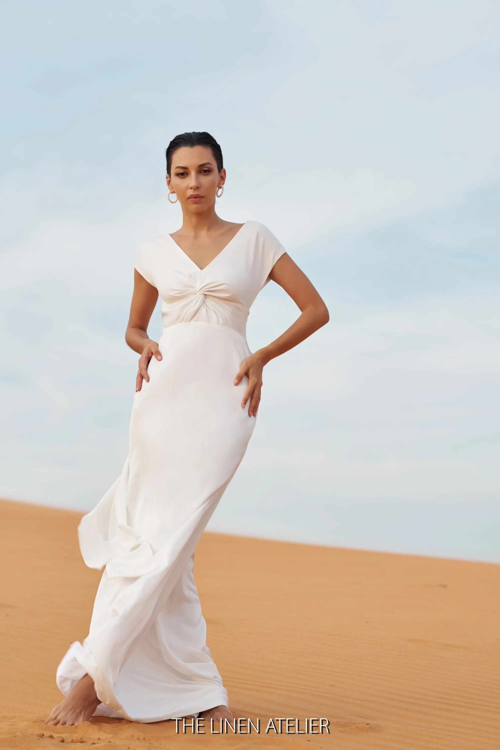 MACKENZIE Elegant Bow Tie Satin Wedding Dress
