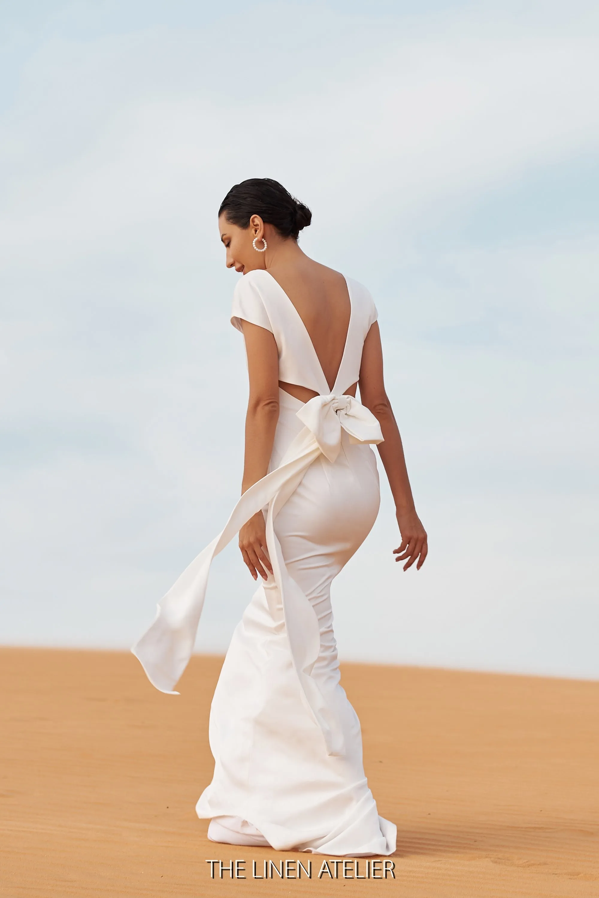 MACKENZIE Elegant Bow Tie Satin Wedding Dress