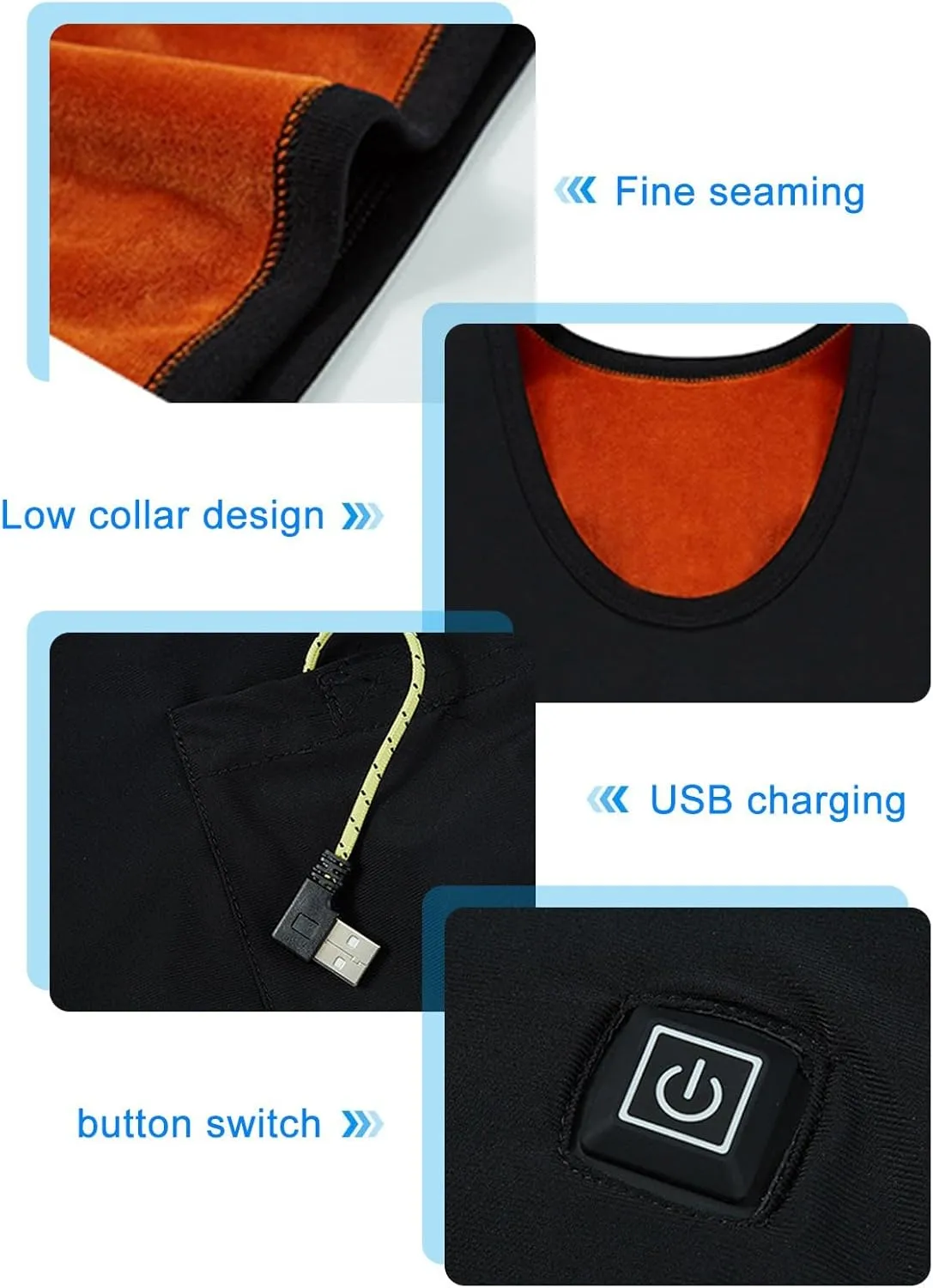 Men and Womens Heated Tank Tops Fall Winter Unisex Fleece Lining Warm Waistcoat 3-Heating Base Vest Undershirt Tops