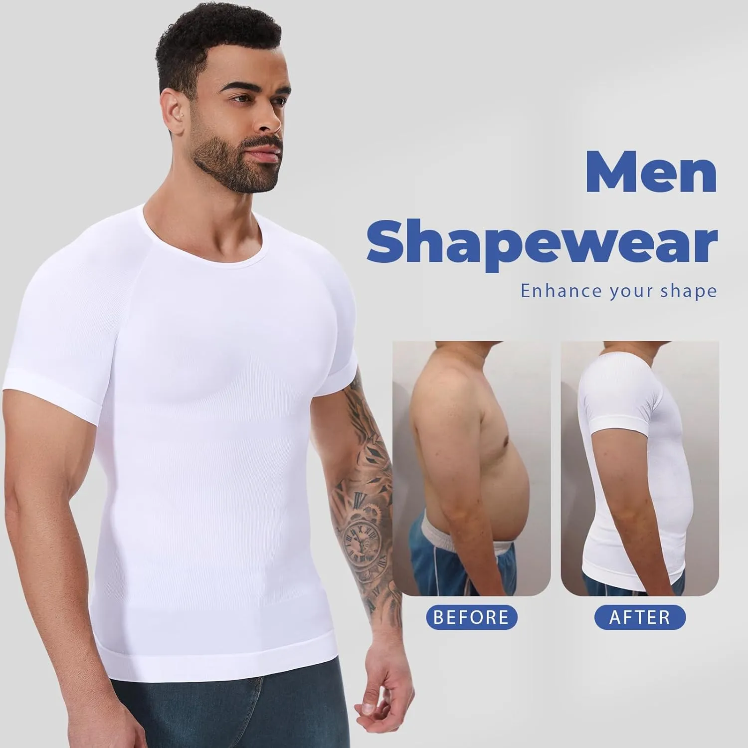 Mens Body Shaper Stomach Compression Shirt Slimming Undershirt Shapewear Gynecomastia Tummy Control Workout Tank Tops
