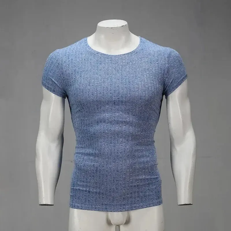Men's T-Shirt Sweater O-Neck Slim Fit Knit wear Mens Long Sleeve Pullovers Tshirts Men Fitness Pull Homme