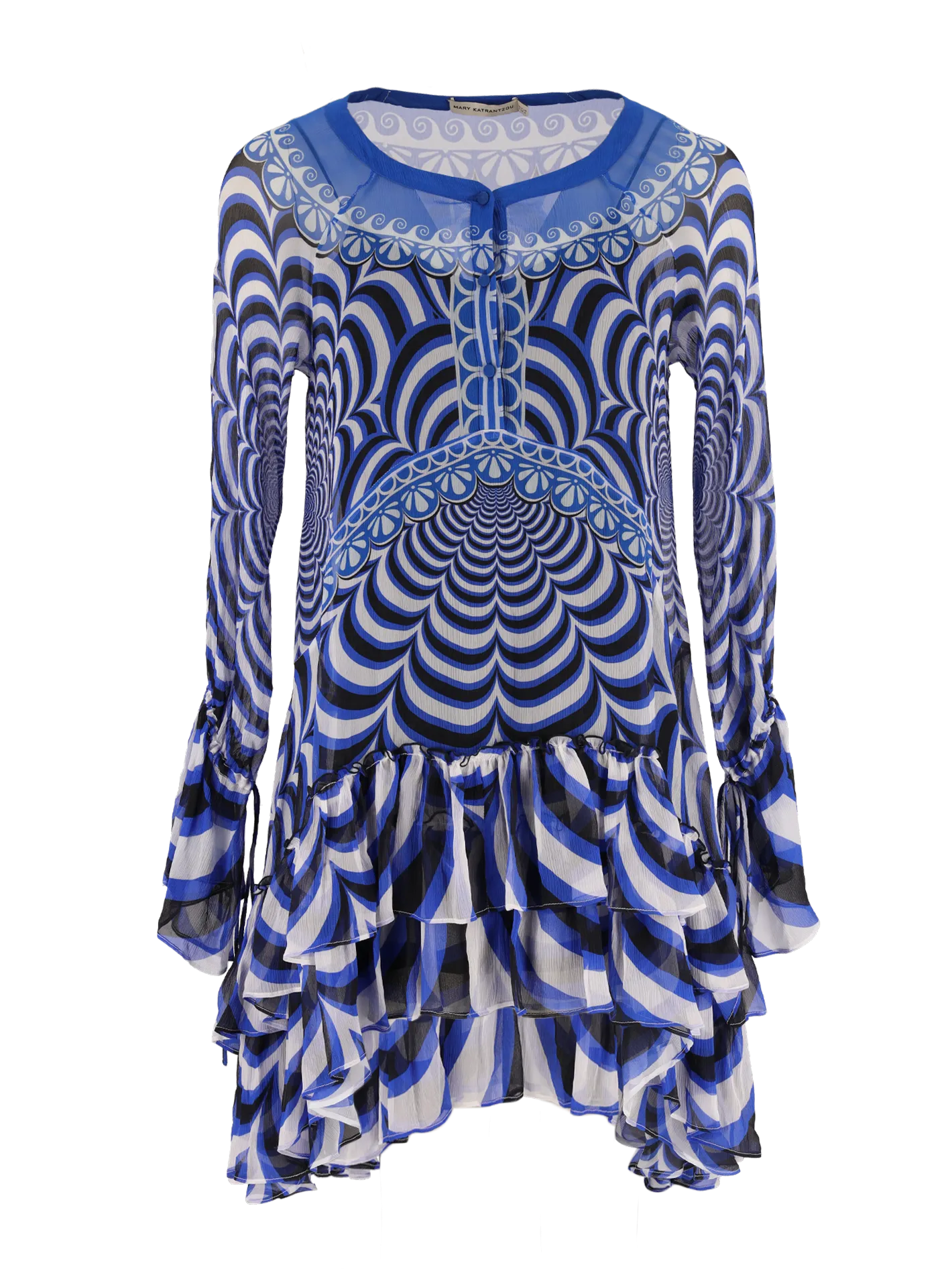 optical-print silk mini dress