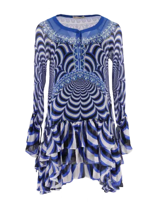 optical-print silk mini dress
