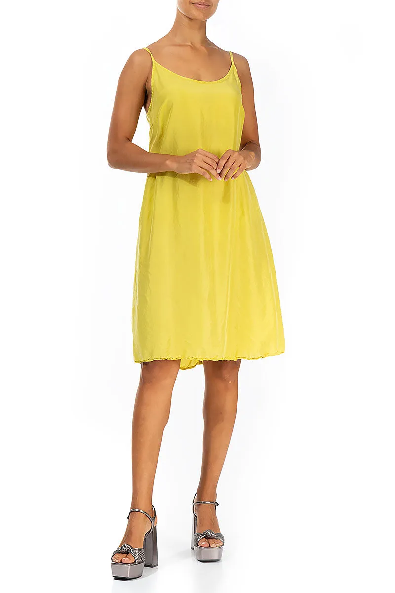 Strappy Cyber Lime Pure Silk Dress