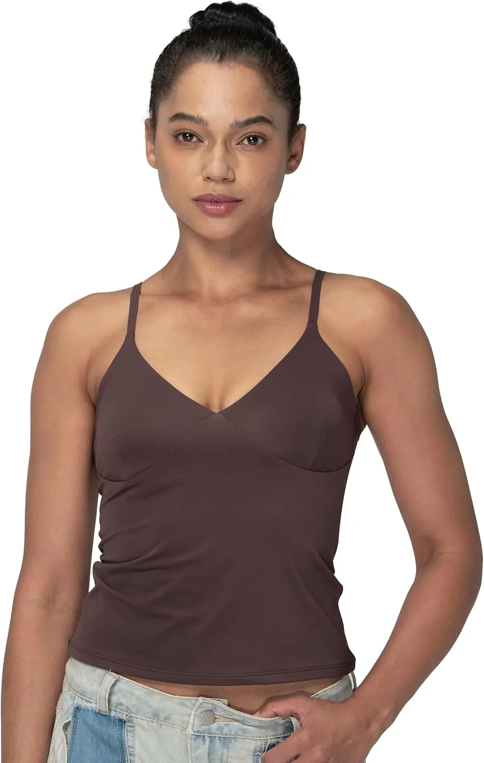 Sunzel Womens Tops Sexy V Neck Camisole with Spaghetti Straps Double Lined Trendy Basic Tank for Fall Going Out