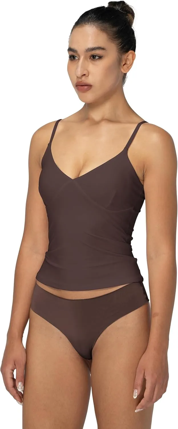 Sunzel Womens Tops Sexy V Neck Camisole with Spaghetti Straps Double Lined Trendy Basic Tank for Fall Going Out