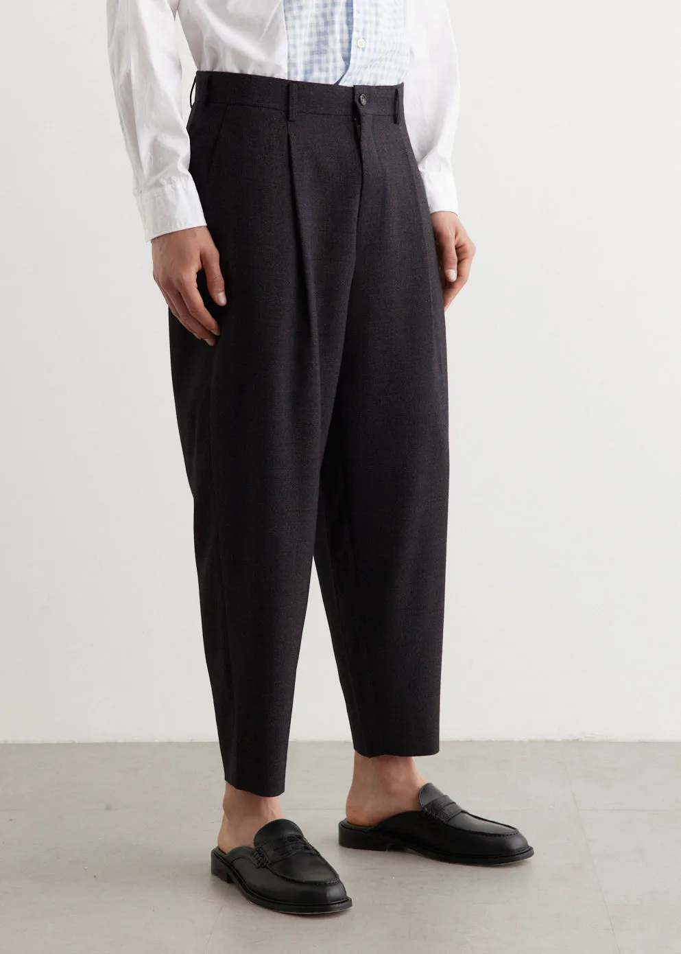 Wool Milled Check Trousers